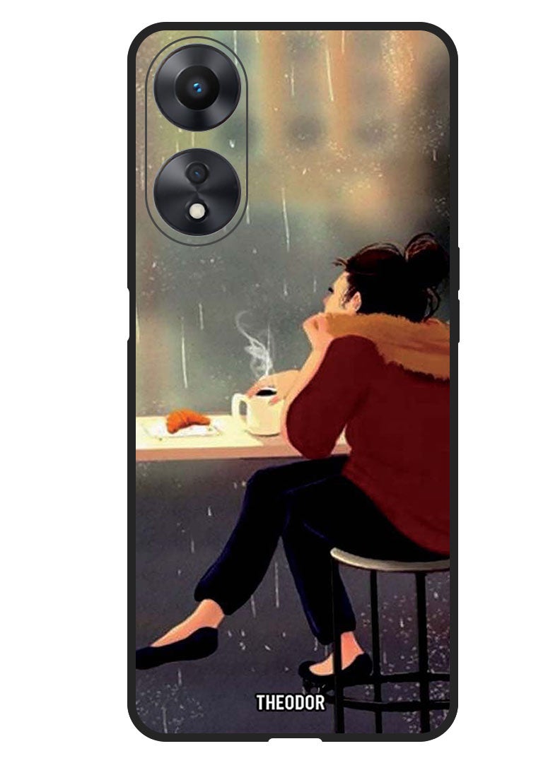 Theodor Protective Case Anti Scratch Shock Proof Bumper Cover For Oppo F23 5G Sipping Coffee - Image 1