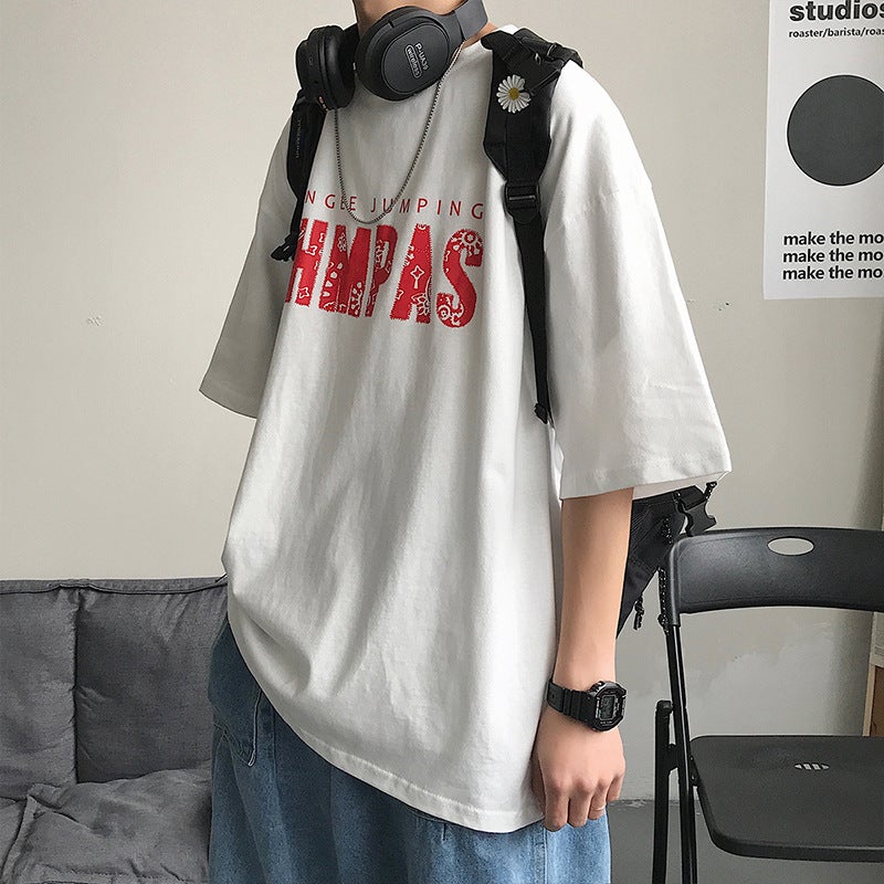 Internet celebrity short sleeve men's T-shirt summer Korean fashion fashion brand student half sleeve Harajuku style clothes T-shirt half sleeve 5 points - Image 2