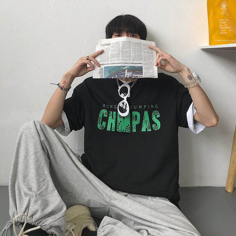 Internet celebrity short sleeve men's T-shirt summer Korean fashion fashion brand student half sleeve Harajuku style clothes T-shirt half sleeve 5 points - Image 3