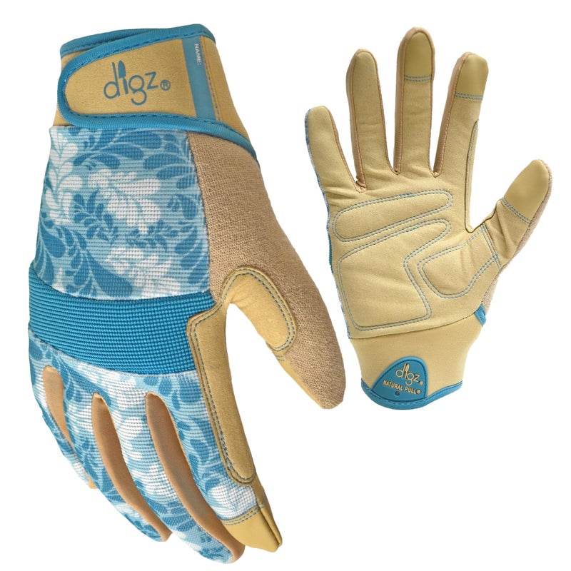 Gardener High Performance Garden Gloves for Women Large Thorn Proof Gardening Gloves Touchscreen Compatible Fingertips Reinforced Palm Knuckle Padding Protection Blue Leaves Pattern 760723