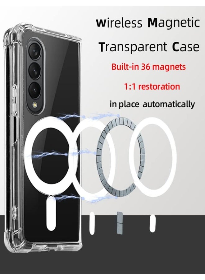 Magsafe Case for Samsung Galaxy Z Fold 4 Magsafe Clear Cover Magnetic Wireless Charging Support, Shockproof Protection, Scratch-Resistant for Samsung Galaxy Z Fold 4 - Clear - Image 3