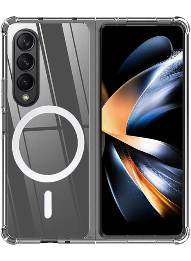 Magsafe Case for Samsung Galaxy Z Fold 4 Magsafe Clear Cover Magnetic Wireless Charging Support, Shockproof Protection, Scratch-Resistant for Samsung Galaxy Z Fold 4 - Clear - Image 1