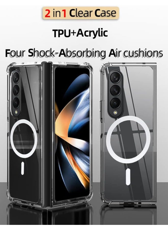 Magsafe Case for Samsung Galaxy Z Fold 4 Magsafe Clear Cover Magnetic Wireless Charging Support, Shockproof Protection, Scratch-Resistant for Samsung Galaxy Z Fold 4 - Clear - Image 2