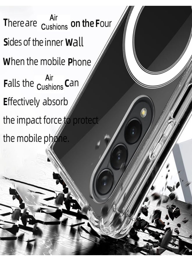 Magsafe Case for Samsung Galaxy Z Fold 4 Magsafe Clear Cover Magnetic Wireless Charging Support, Shockproof Protection, Scratch-Resistant for Samsung Galaxy Z Fold 4 - Clear - Image 5