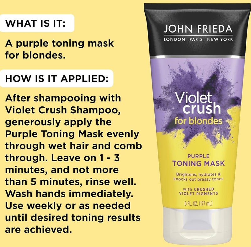 John Frieda Violet Crush For Blondes Purple Toning Mask with Crushed Violet Pigments 177ML - Image 2