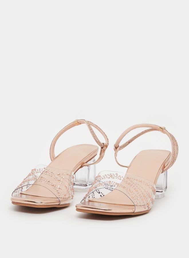 Take Two Embellished Transparent Block Heel Sandals - Image 3