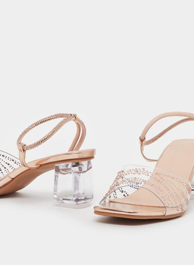 Take Two Embellished Transparent Block Heel Sandals - Image 4