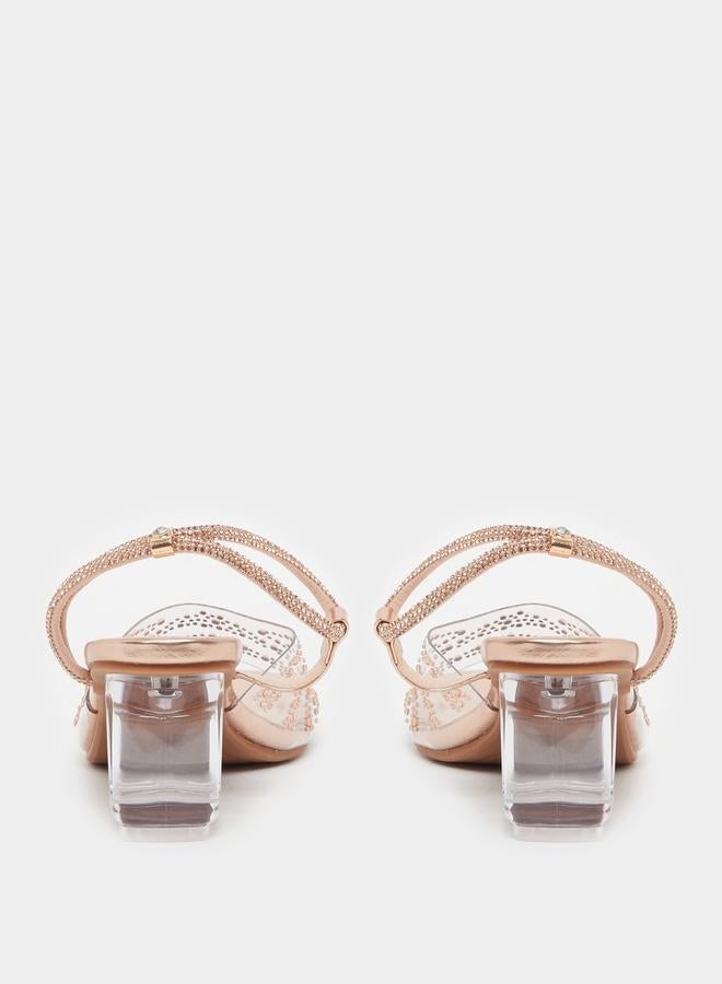 Take Two Embellished Transparent Block Heel Sandals - Image 5