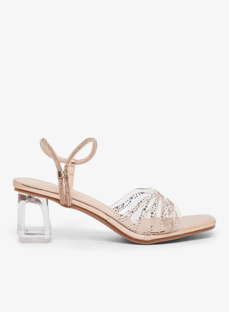 Take Two Embellished Transparent Block Heel Sandals
