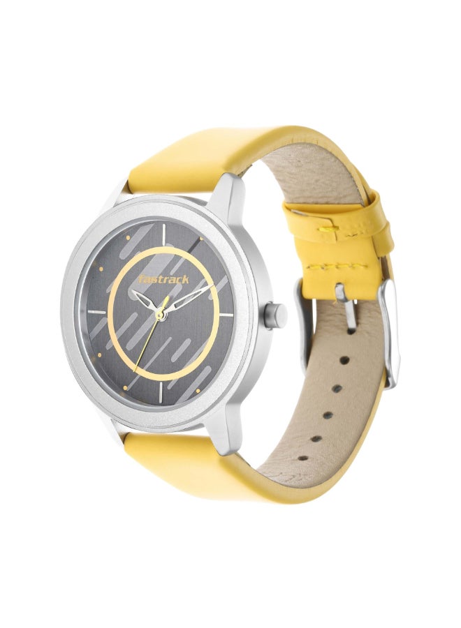 Fastrack Analog Grey Dial Women's Watch-6246SL02/6246SL02 Genuine Leather, Gold Strap - Image 2