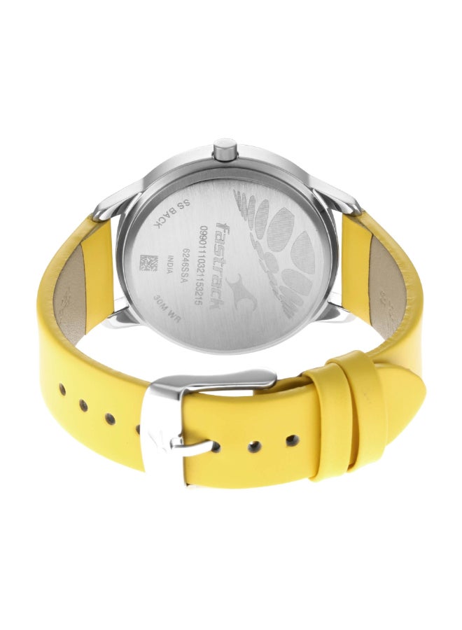 Fastrack Analog Grey Dial Women's Watch-6246SL02/6246SL02 Genuine Leather, Gold Strap - Image 4