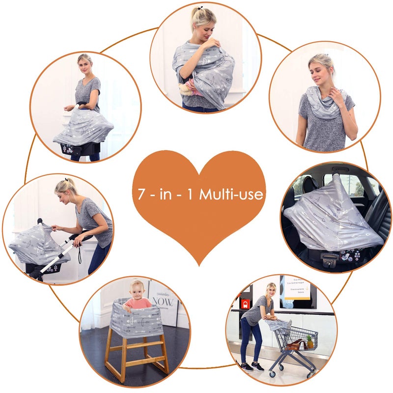 Hicoco غطاء الرضاعة - غطاء مقعد السيارة متعدد الاستخدامات للأطفال، غطاء عربة الأطفال، هدايا حفلات استقبال المواليد للأولاد والبنات - Image 4