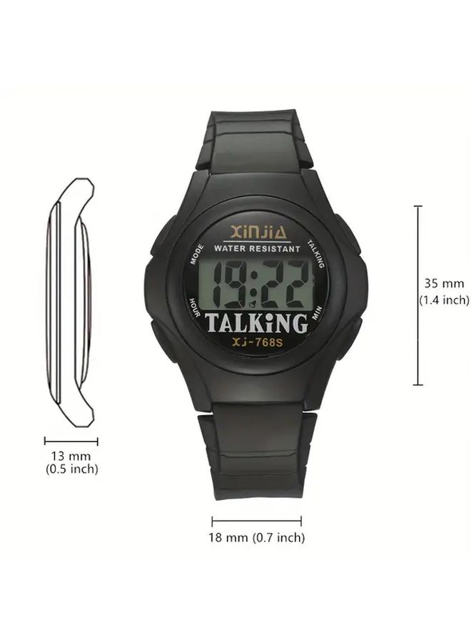 Talking Watch For Visually Impaired Italian Voice Multi Language Time Announcement Alarm - Image 2