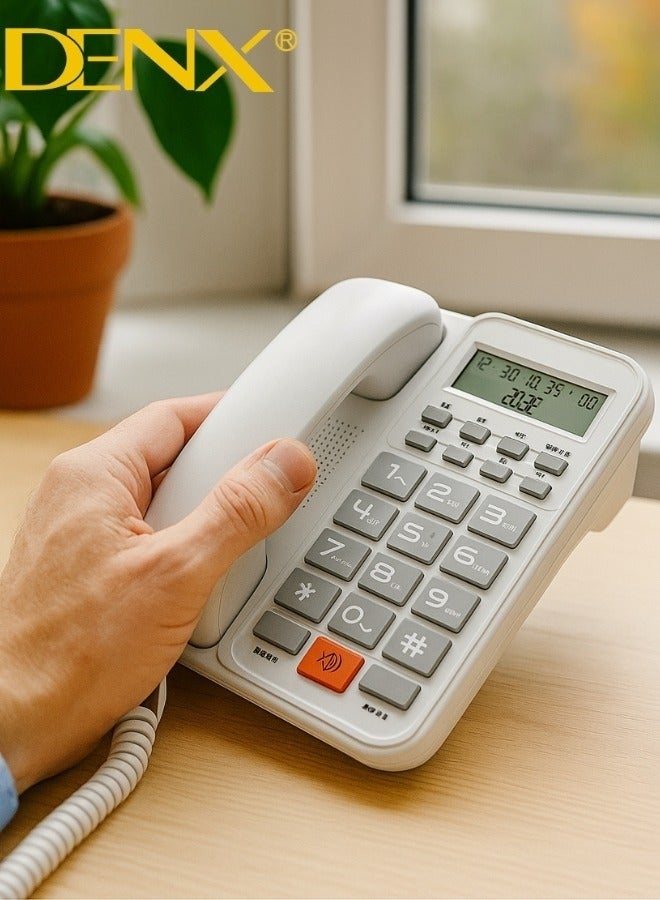 Denx DENX DX3611 Landline Phone – Backlit Display, 16 Ringtones, 3 Alarm Settings, Large Buttons for Easy Dialing, Caller ID, User-Friendly Home & Office Telephone - Image 1