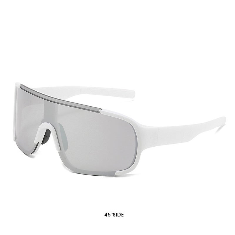 Generic Explosive one-on-one outdoor sports cycling glasses large frame windbreak-proof climbing glasses slim personalized sunglasses White frame white mercury