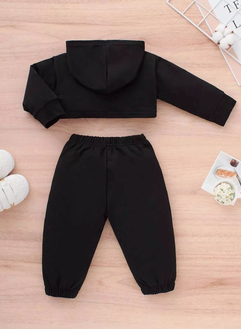 Baby Girl Letter Graphic Hoodie With Joggers  - Image 2
