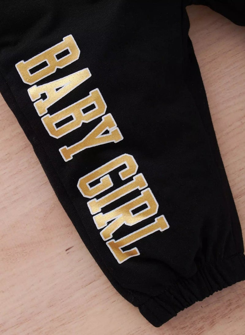 Baby Girl Letter Graphic Hoodie With Joggers  - Image 5