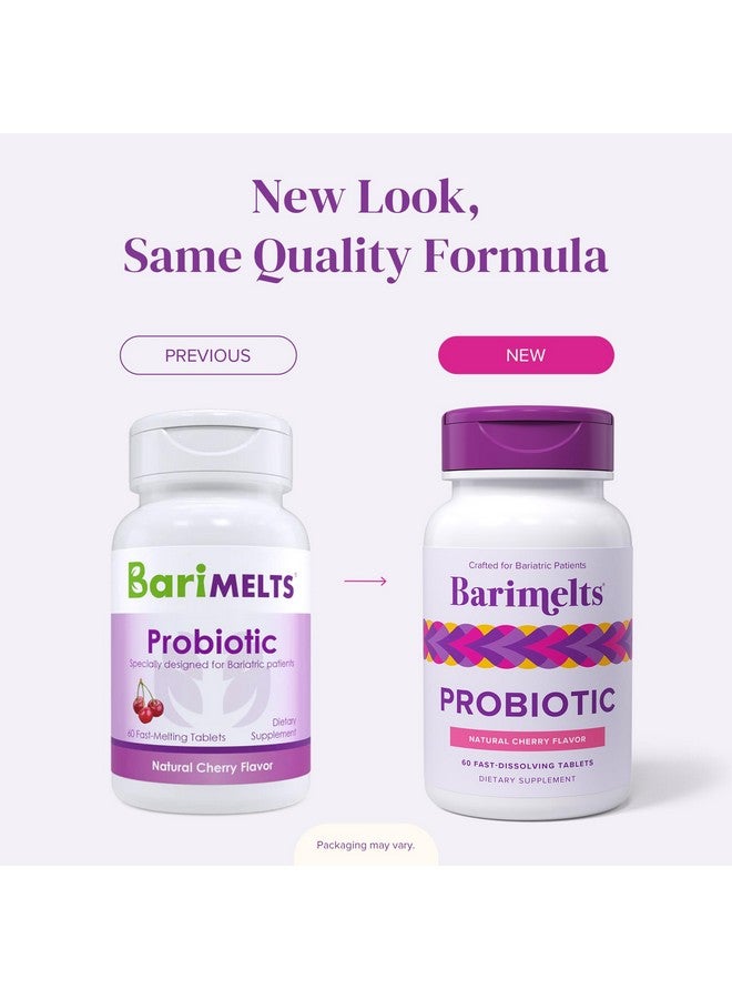Barimelts Probiotic, 5 Billion CFU - 60 Fast-Dissolving Tablets (2-Month Supply) - Sugar-Free Probiotics for Women, Support Gut Health After Bariatric Surgery, Natural Cherry Flavor - Image 2
