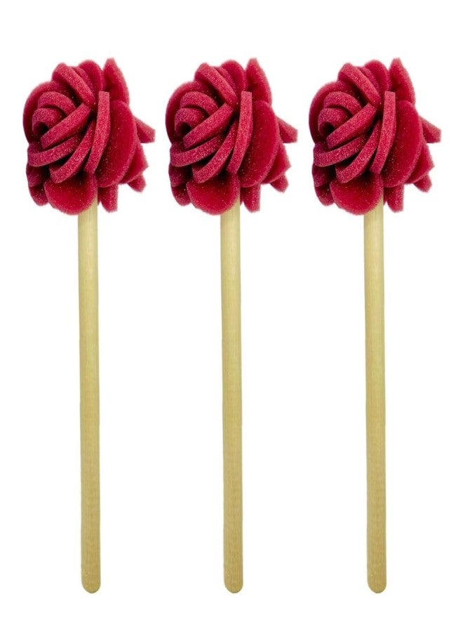 Jetz-Scrubz Flower Rose Foam Dish Mops with Solid Birch Wood Handles, 3-Pack, Made in USA (Dusty Rose)