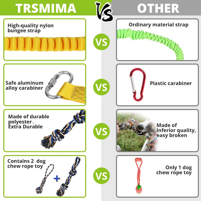 HOKINETY Dog Hanging Bungee Tug Toy: Interactive Tether Tug-of-War for Pitbull Small to Large Dogs to Exercise and Fun Solo Play - Durable Retractable Tugger Dog Rope Toy with 2 Chew Rope Toys - Image 5