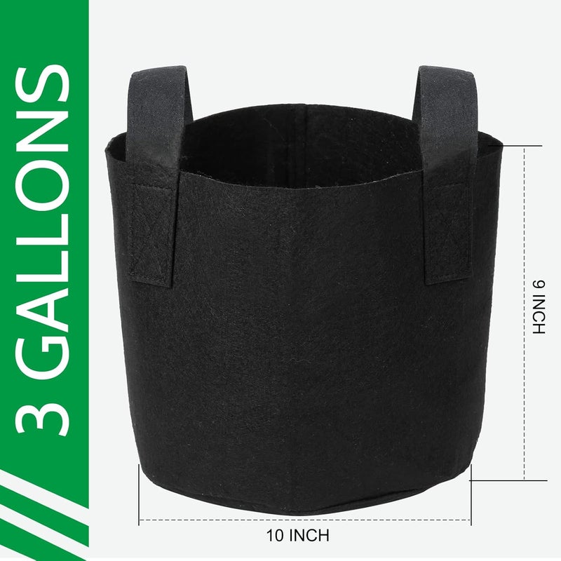 JERIA 12-Pack 3 Gallon, Vegetable/Flower/Plant Grow Bags, Aeration Fabric Pots with Handles (Black), Come with 12 Pcs Plant Labels - Image 2
