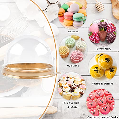 TOFLEN 100Pcs Mini Cake Containers with Clear Dome Lids for Mini Desserts Cupcake, Cheesecake, Cocoa Bomb, Strawberry, Mooncake - Image 3