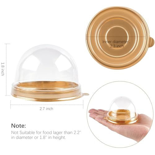 TOFLEN 100Pcs Mini Cake Containers with Clear Dome Lids for Mini Desserts Cupcake, Cheesecake, Cocoa Bomb, Strawberry, Mooncake - Image 2