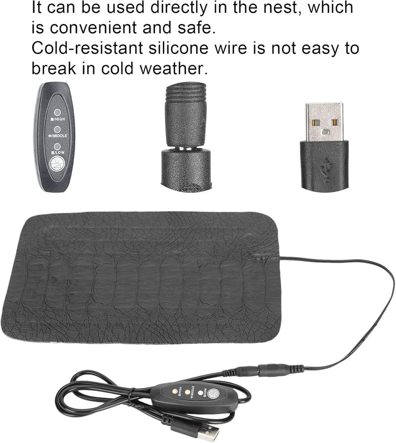 وسادة تدفئة للزواحف، لوح تدفئة من الجلد مزود بثلاث مستويات ومتصل بالـ USB، مخصصة لتدفئة حوض الزواحف ومنع خدوشها، وهي إضافة مثالية للحيوانات الأليفة مثل السلاحف والتنينات والسحاليات (S) - Image 4