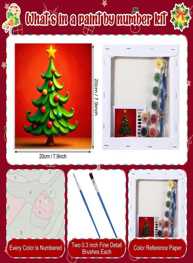 Nezyo 12 Sets Christmas Paint by Numbers Kit with Frame for Adult Beginners, Paint by Number DIY Acrylic Painting Canvas for Painting Party, Classroom Activity Birthday Gift, 8 x 8 Inch - Image 3