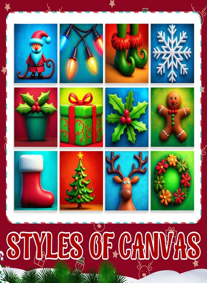 Nezyo 12 Sets Christmas Paint by Numbers Kit with Frame for Adult Beginners, Paint by Number DIY Acrylic Painting Canvas for Painting Party, Classroom Activity Birthday Gift, 8 x 8 Inch - Image 2