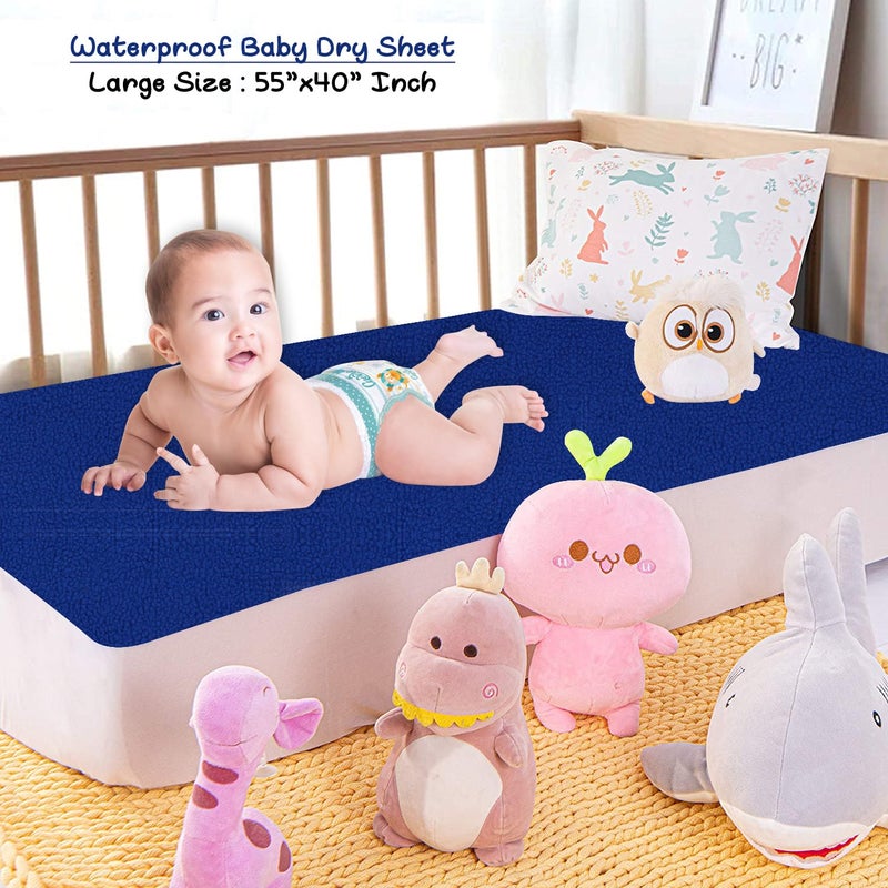 Dream King Waterproof Quick Dry Sheet for Baby| Bed Pad Anti-Piling Fleece Extra Absorbent Washable Matress Protector| Baby Bed Protector - Size Single Bed 220X140 Cm (Royal Blue) - Image 2