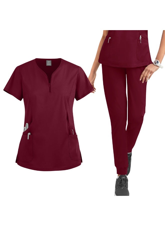 NIBEMINENT Summer Nurse Scrubs  Pet Grooming Institution Spa Scrubs Blouse Quick Dry Nurse Workwear - Image 1