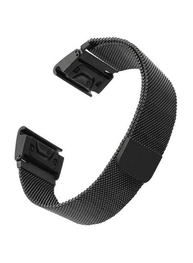 NIBEMINENT Garmin Fenix 5X Premium Strong Magnetic Lock Stainless Steel Smart Watch Band Strap Black - Image 1