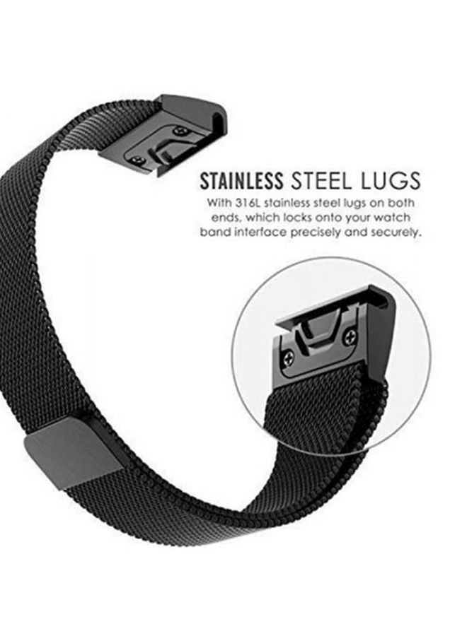 NIBEMINENT Garmin Fenix 5X Premium Strong Magnetic Lock Stainless Steel Smart Watch Band Strap Black - Image 3