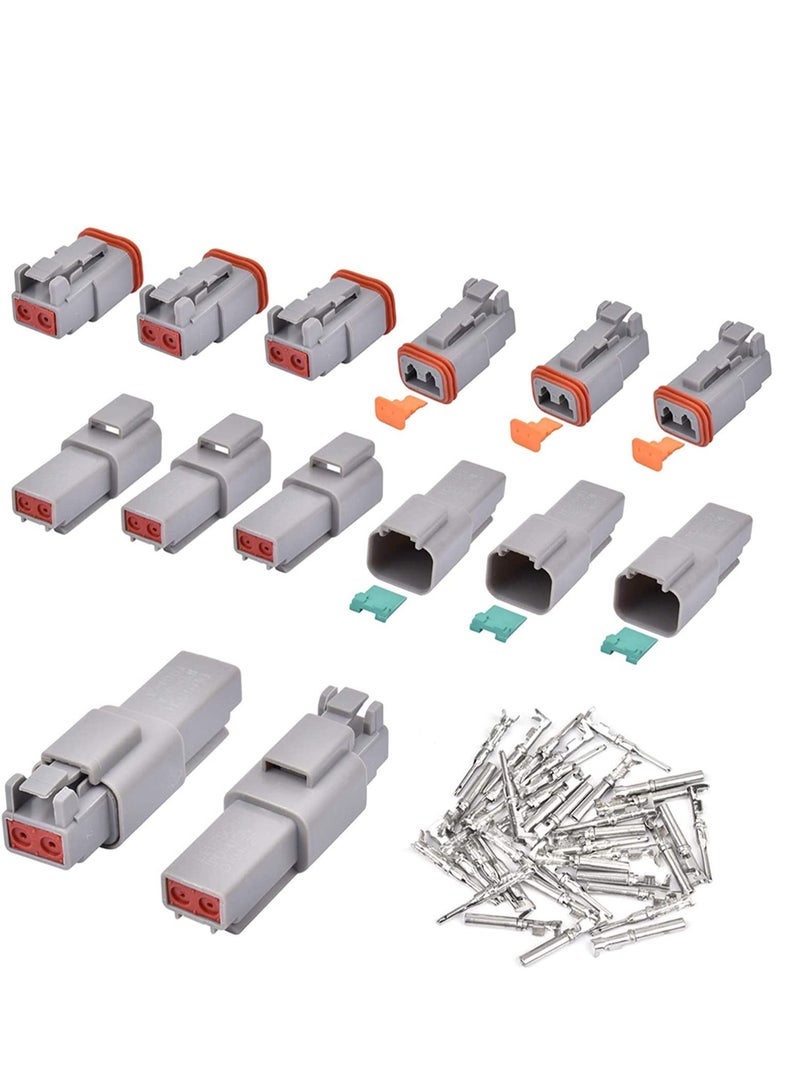 Excefore Electrical Wire Connector Plug, 8 Sets 2 Pin 22-16AWG Waterproof Sealed Auto Gray Male and Female Terminal Connectors for Motorcycle, Truck, Car, Boats, Scooter  - Image 1