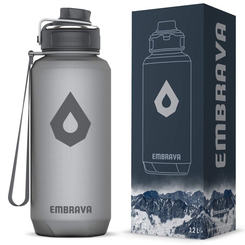 Embrava 40oz Water Bottle - Large with Travel Carry Ring - Wide Leak Proof Drink Spout - Heavy-Duty, BPA & BPS Free Tritan Plastic - Best for Sports, Hiking, Gym, Men & Women - Image 1