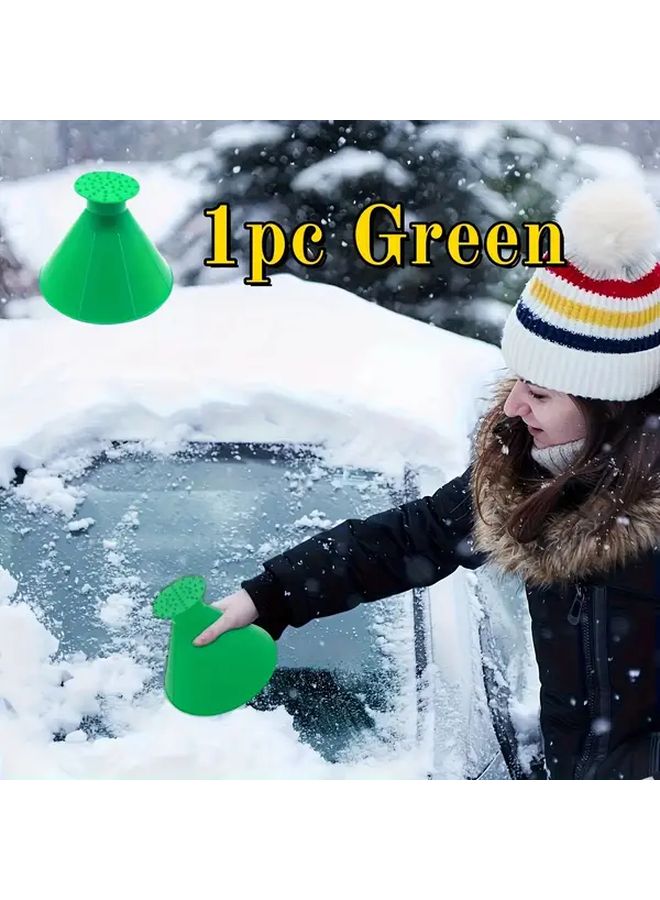 Green 5 In 1 All In One Ice Scraper And Snow Remover For Cars Trucks SUVs - Image 1