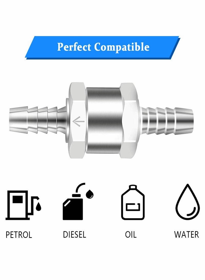 SOLARAE 8mm One Way Aluminium Fuel Non Return Check Valve for Petrol Diesel Oil Water Chrome Car Auto Carburettor Low Pressure Systems (2 Packs) - Image 3