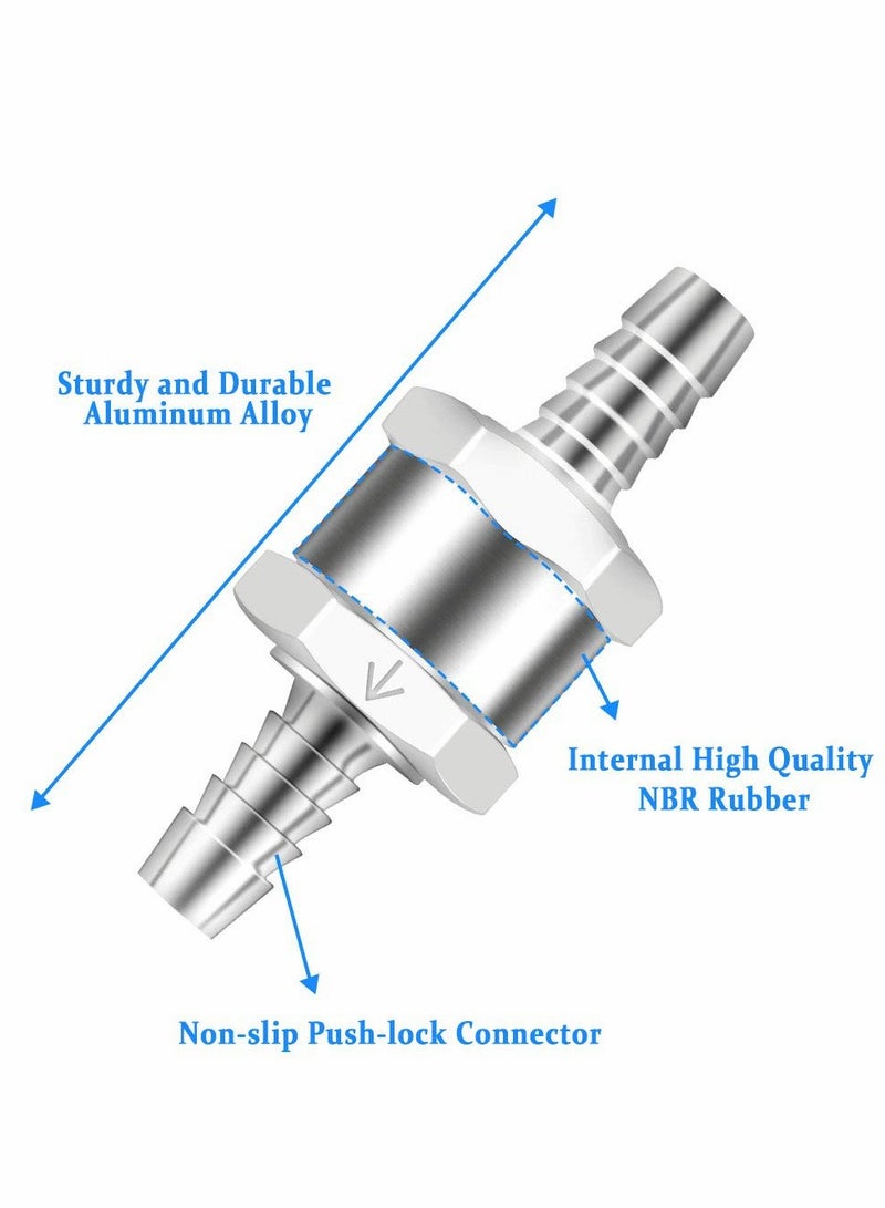 SOLARAE 8mm One Way Aluminium Fuel Non Return Check Valve for Petrol Diesel Oil Water Chrome Car Auto Carburettor Low Pressure Systems (2 Packs) - Image 2