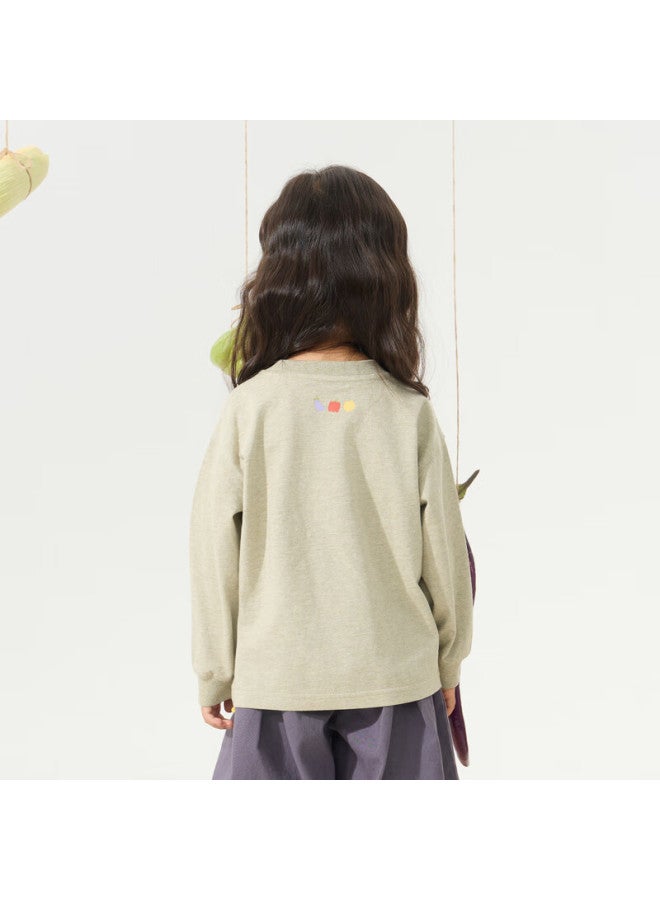 Papapapa Autumn New Children's Long Sleeve T-shirt Uni Cotton Breathable Basic Top Green 130 - Image 2