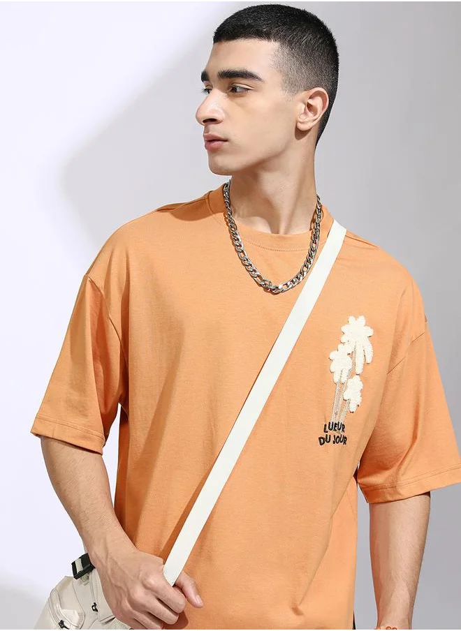 هاي لاندر Embroidered Oversized T-Shirt with Patch Detail