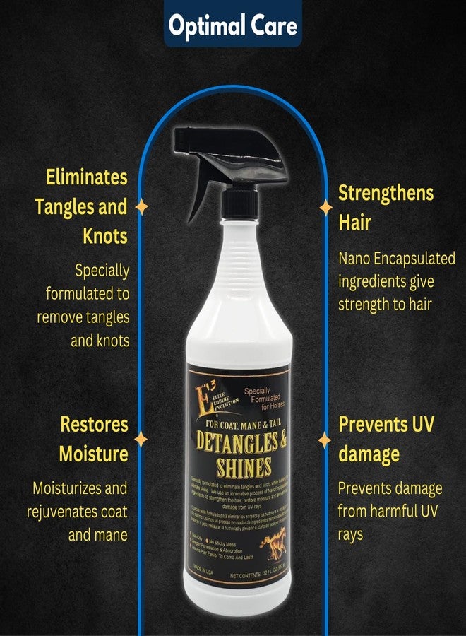 E3 فك تشابك الشعر ومنحه لمعاناً للخيول - يفك تشابك العرف والذيل على الفور، ويضيف لمعاناً رائعاً، ويرطب وينعم الشعر، غير دهني (32 أونصة) - Image 2