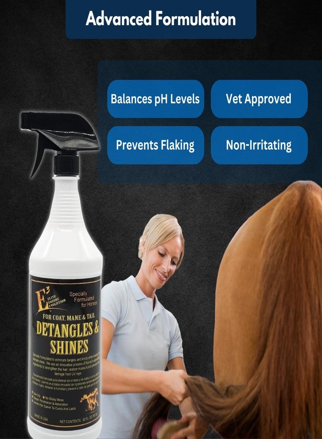 E3 فك تشابك الشعر ومنحه لمعاناً للخيول - يفك تشابك العرف والذيل على الفور، ويضيف لمعاناً رائعاً، ويرطب وينعم الشعر، غير دهني (32 أونصة) - Image 4
