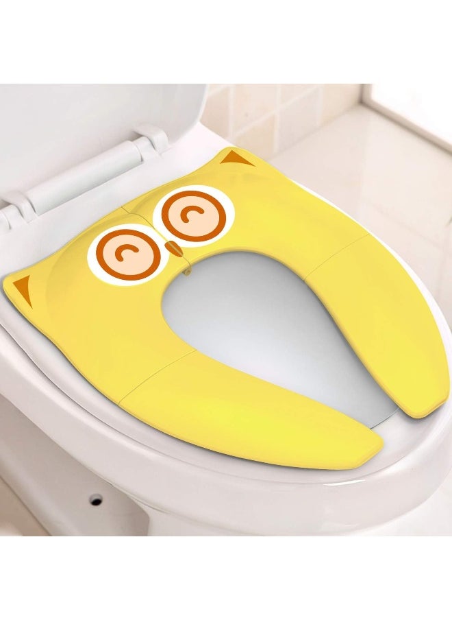 Gimars Gimars Upgrade Folding 8 Large Non Slip Silicone Pads Travel Portable Reusable Toilet Potty Training Seat Covers Liners with Carry Bag for Babies, Toddlers and Kids, Yellow  - Image 1