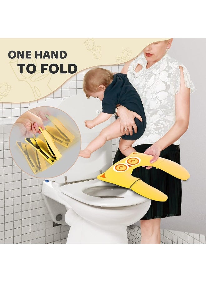 Gimars Gimars Upgrade Folding 8 Large Non Slip Silicone Pads Travel Portable Reusable Toilet Potty Training Seat Covers Liners with Carry Bag for Babies, Toddlers and Kids, Yellow  - Image 5