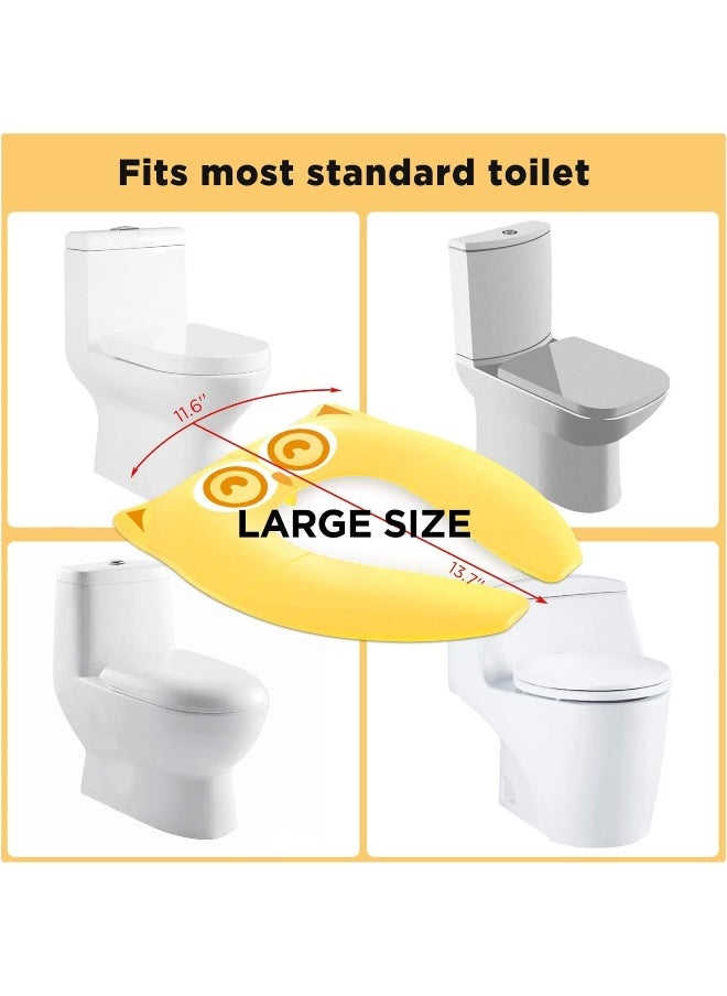 Gimars Gimars Upgrade Folding 8 Large Non Slip Silicone Pads Travel Portable Reusable Toilet Potty Training Seat Covers Liners with Carry Bag for Babies, Toddlers and Kids, Yellow  - Image 4