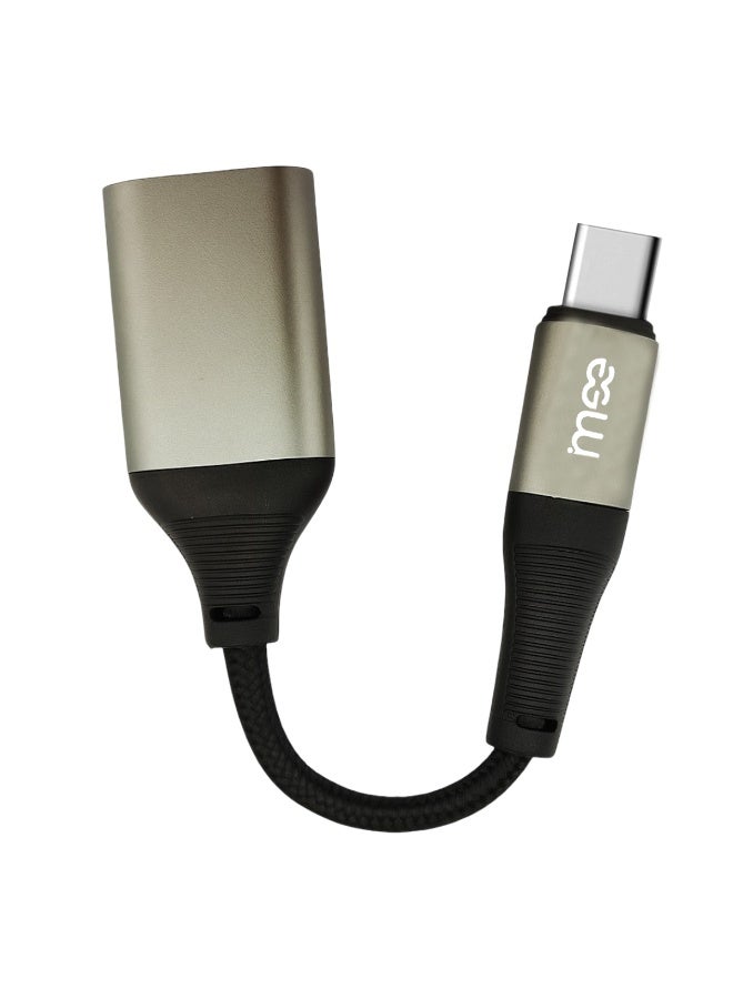 آیمی كابل محول من النوع C إلى USB 2.0 OTG (IM-231)، موصل نقل بيانات عالي السرعة من سبائك الألومنيوم المضفر بطول 0.12 متر، متين ومقاوم للحرارة، متوافق مع أجهزة الكمبيوتر المحمولة والكمبيوتر اللوحي والهواتف الذكية وأجهزة Mac OS وWindows وAndroid وLinux وChrome OS - Image 1