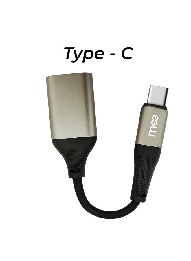آیمی كابل محول من النوع C إلى USB 2.0 OTG (IM-231)، موصل نقل بيانات عالي السرعة من سبائك الألومنيوم المضفر بطول 0.12 متر، متين ومقاوم للحرارة، متوافق مع أجهزة الكمبيوتر المحمولة والكمبيوتر اللوحي والهواتف الذكية وأجهزة Mac OS وWindows وAndroid وLinux وChrome OS - Image 2