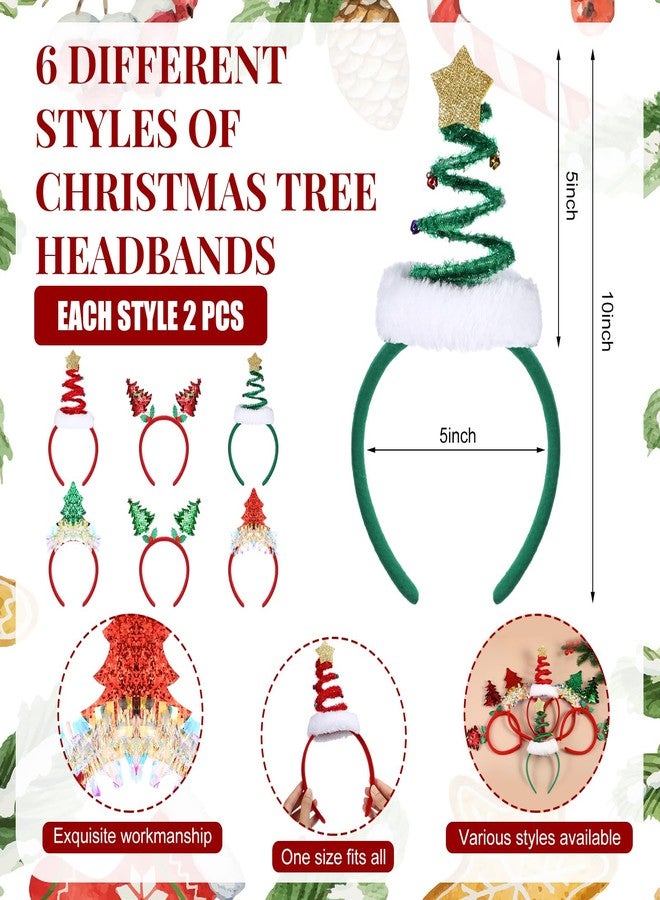 Liliful 12 Pcs Christmas Tree Headband Glitter Xmas Tree Headwear Christmas Accessories Costume Hair for Women Adult - Image 2
