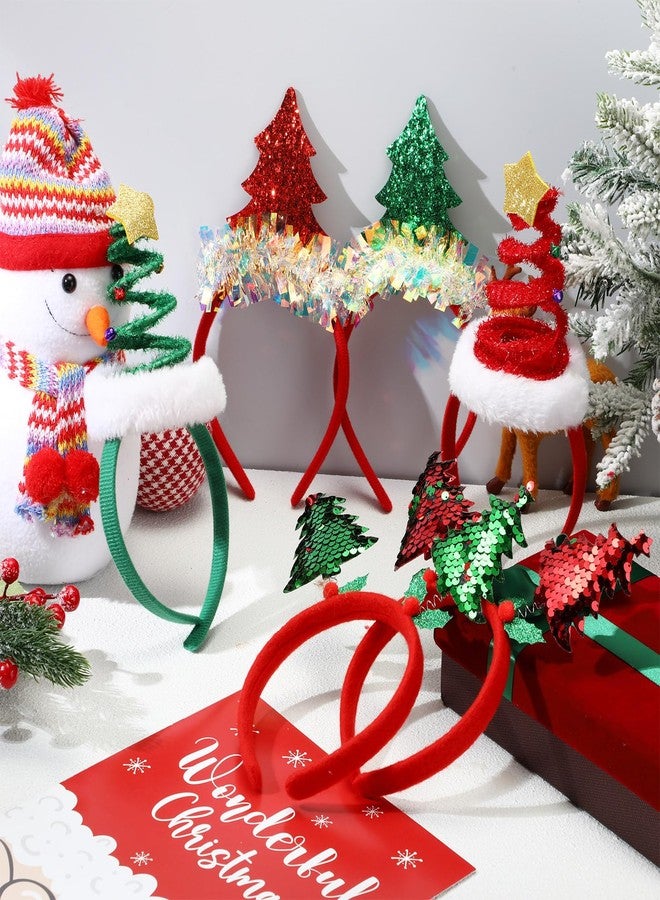 Liliful 12 Pcs Christmas Tree Headband Glitter Xmas Tree Headwear Christmas Accessories Costume Hair for Women Adult - Image 4